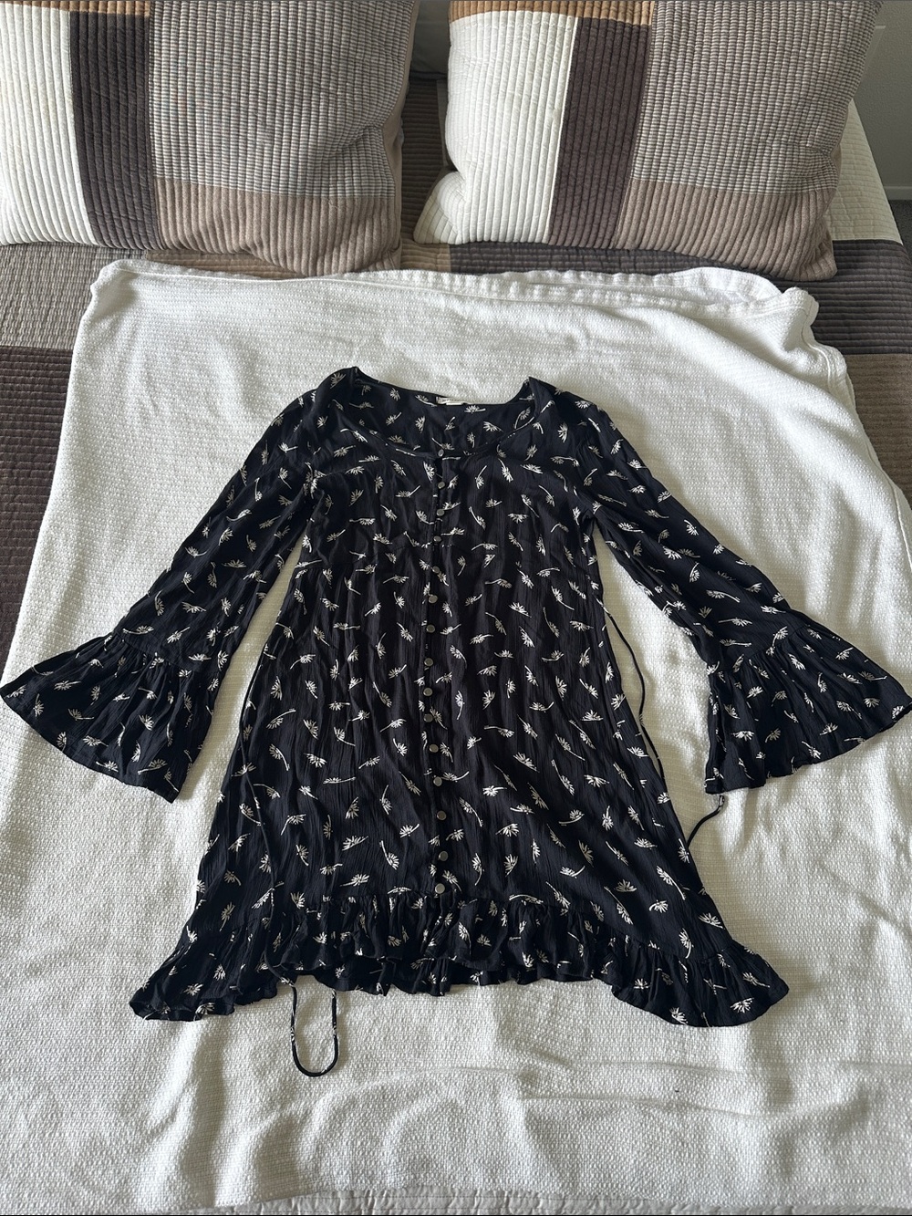 Billabong Black Mini Dress with White Floral Print